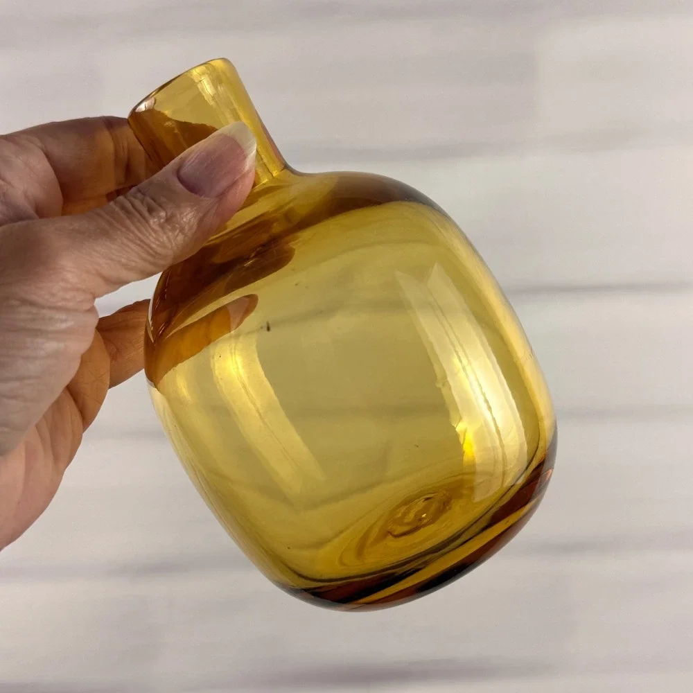 Blenko 6424 Wheat Glass Bottle Vase Mid Century Modern Hand Blown 5.5